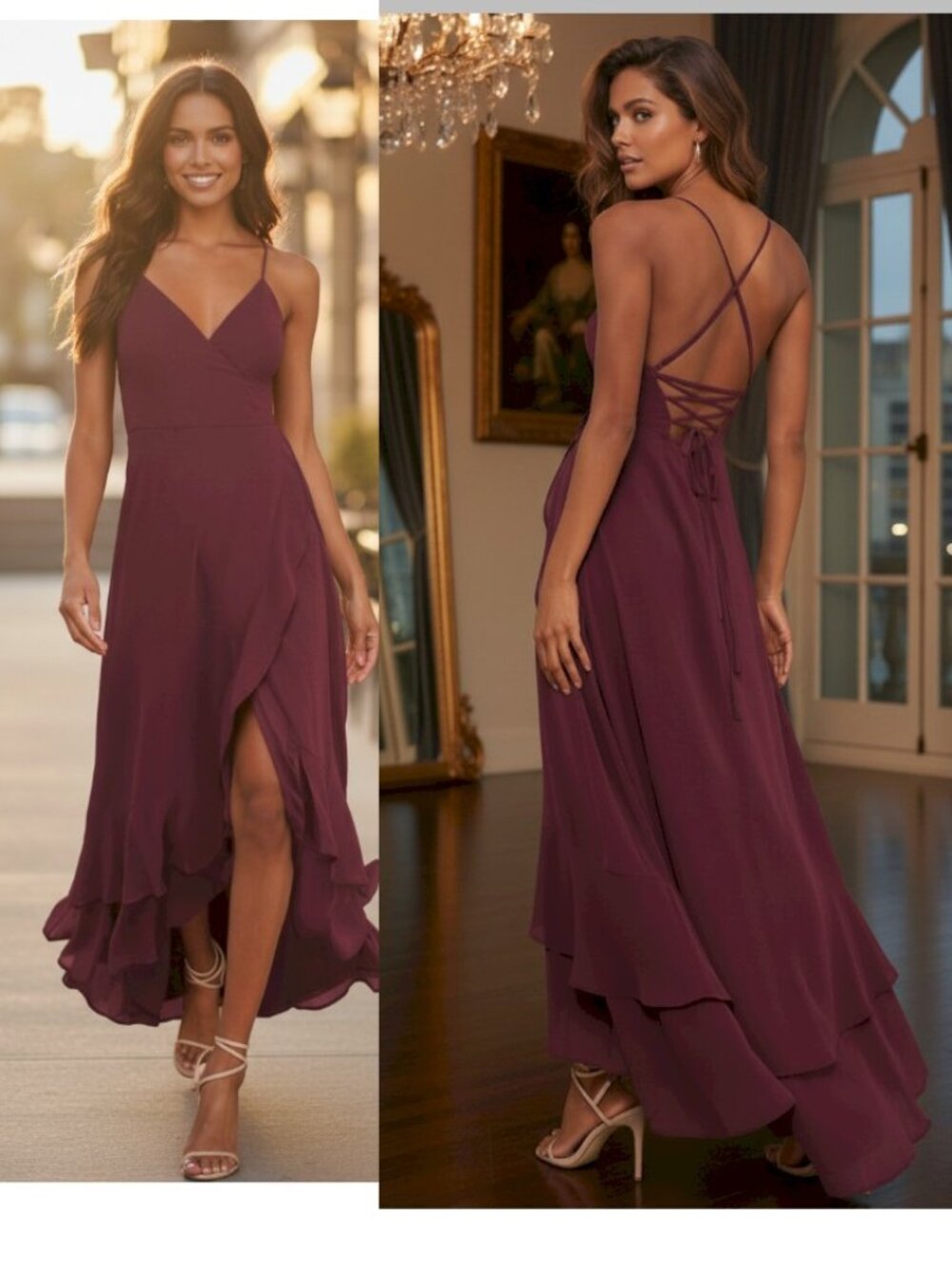 Lulus In Love Forever Plum Lace-Up High-Low Maxi Dress Size Small New NWT